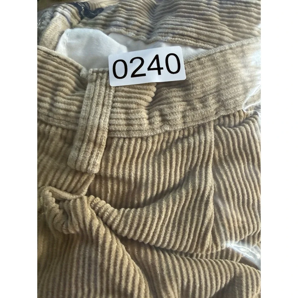 VINTAGE~BUGLE BOY Original Corduroy Pants Mens Sz 34x32 TAN Pleated Cuffed